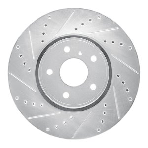 Infiniti FX37 Brake Rotor (1) - Front Left - R1 Concepts - Drilled & Slotted - Silver - `05-`14